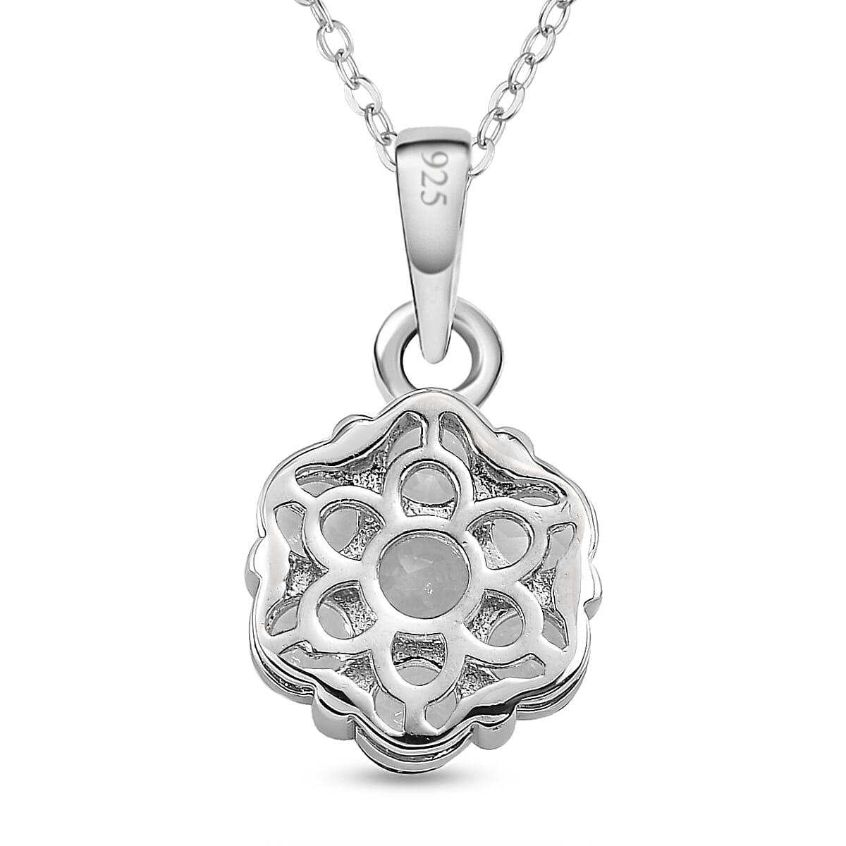 Petalite Platinum Overlay Sterling Silver Cluster Pendant (Size 20) 1.04 Ct 4167397 5