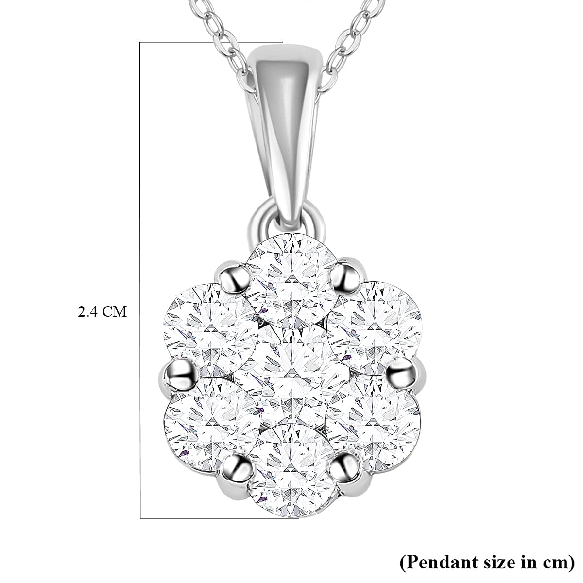 Petalite Platinum Overlay Sterling Silver Cluster Pendant (Size 20) 1.04 Ct 4167397 6