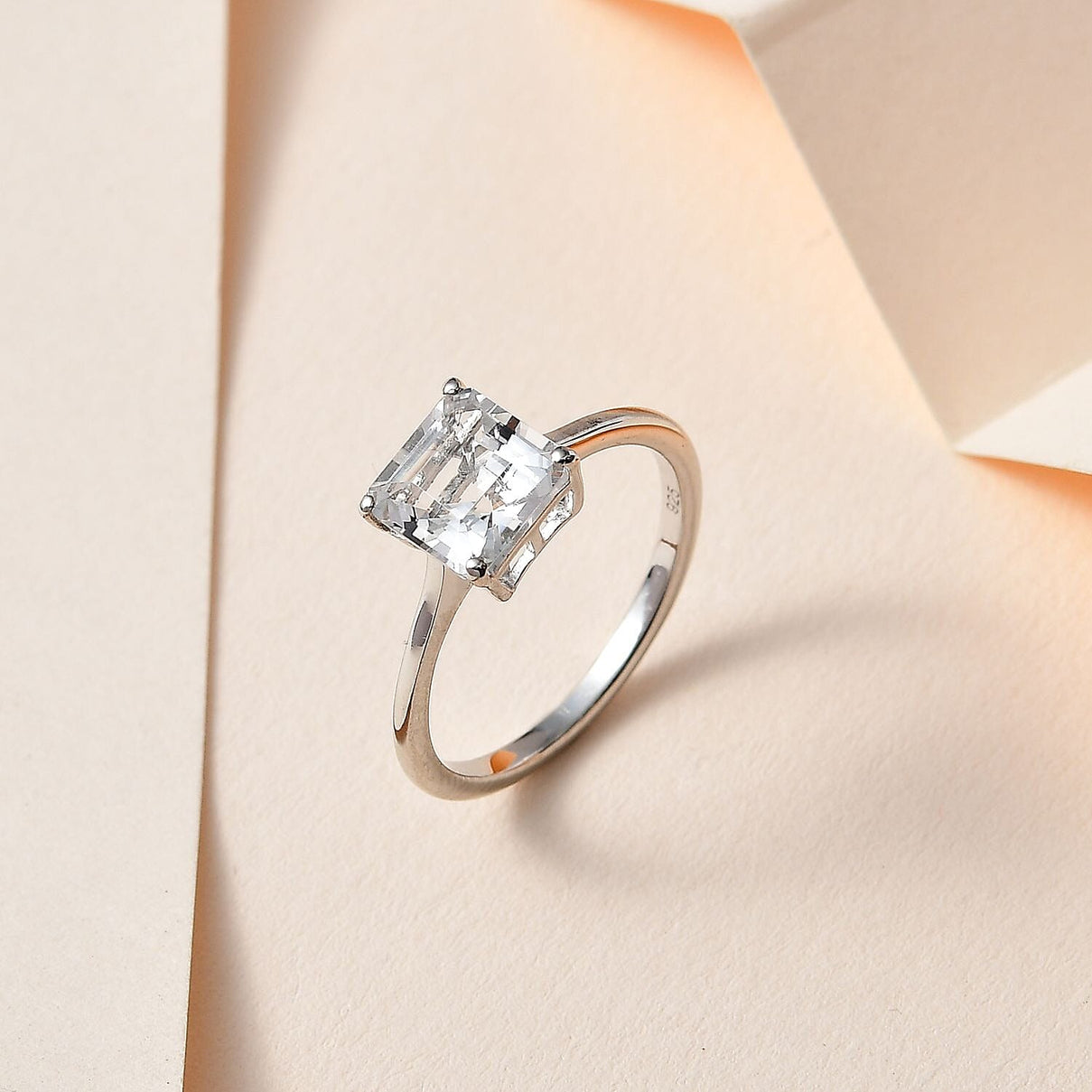 Petalite Solitaire Ring in Platinum Overlay Sterling Silver 1.34 Ct. 7746387 1