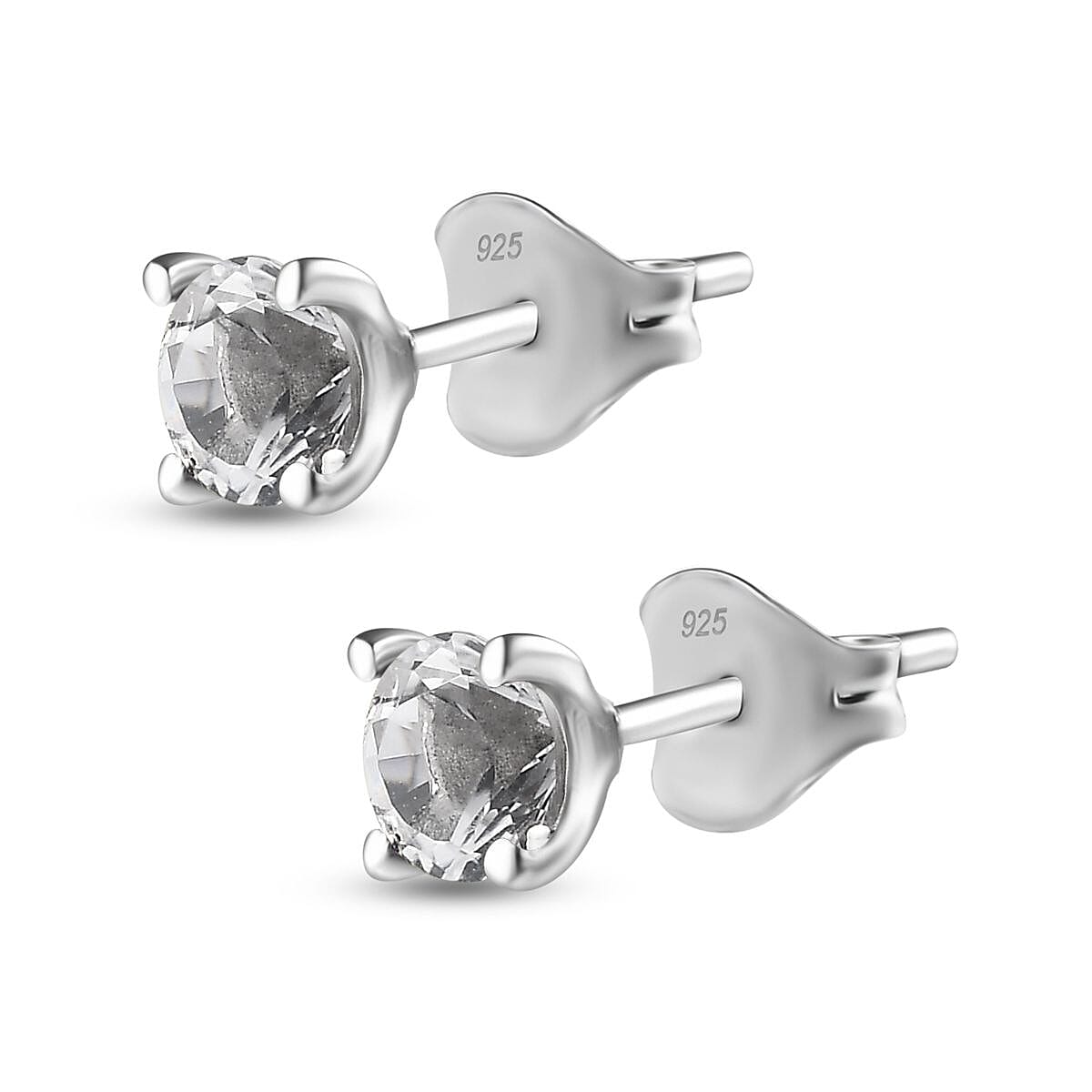 One Time Closeout - Petalite Solitaire Stud Earrings in Platinum Overlay Sterling Silver 7746426 3
