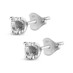 One Time Closeout - Petalite Solitaire Stud Earrings in Platinum Overlay Sterling Silver