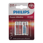Philips - Pack of 4 Power Alkaline AAA Batteries