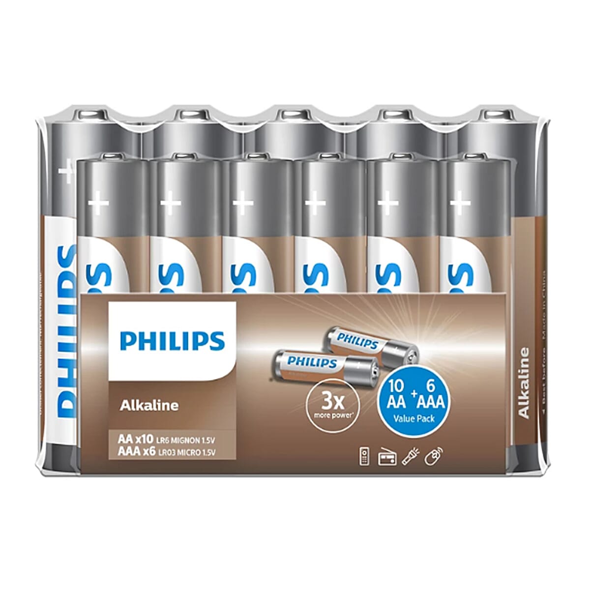 Philips Power Alkaline Set Of 16 AA and AAA batteries 8354324 0