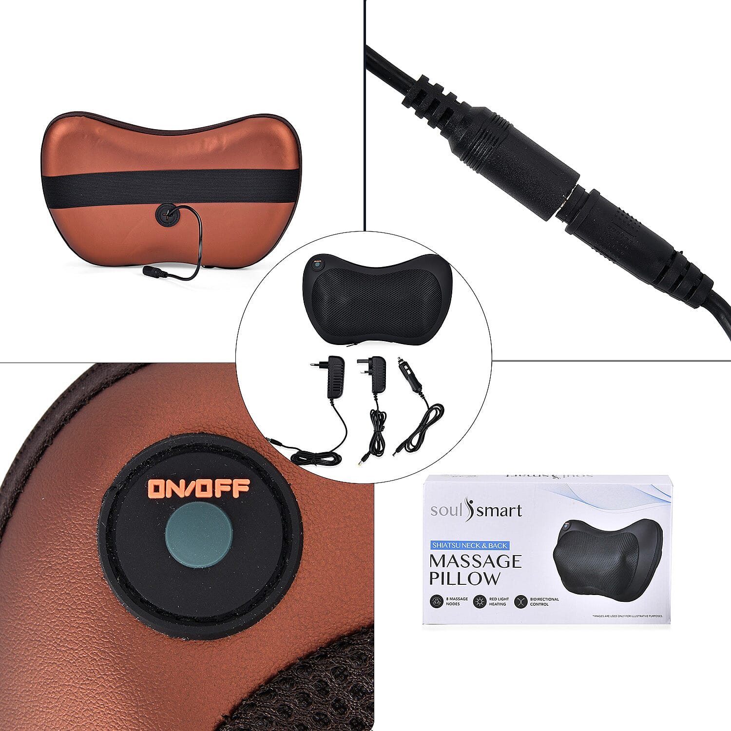Soul Smart Neck Shaitsu Massager with Car Adaptor (Size 31x11 cm) - Brown 7688775 9