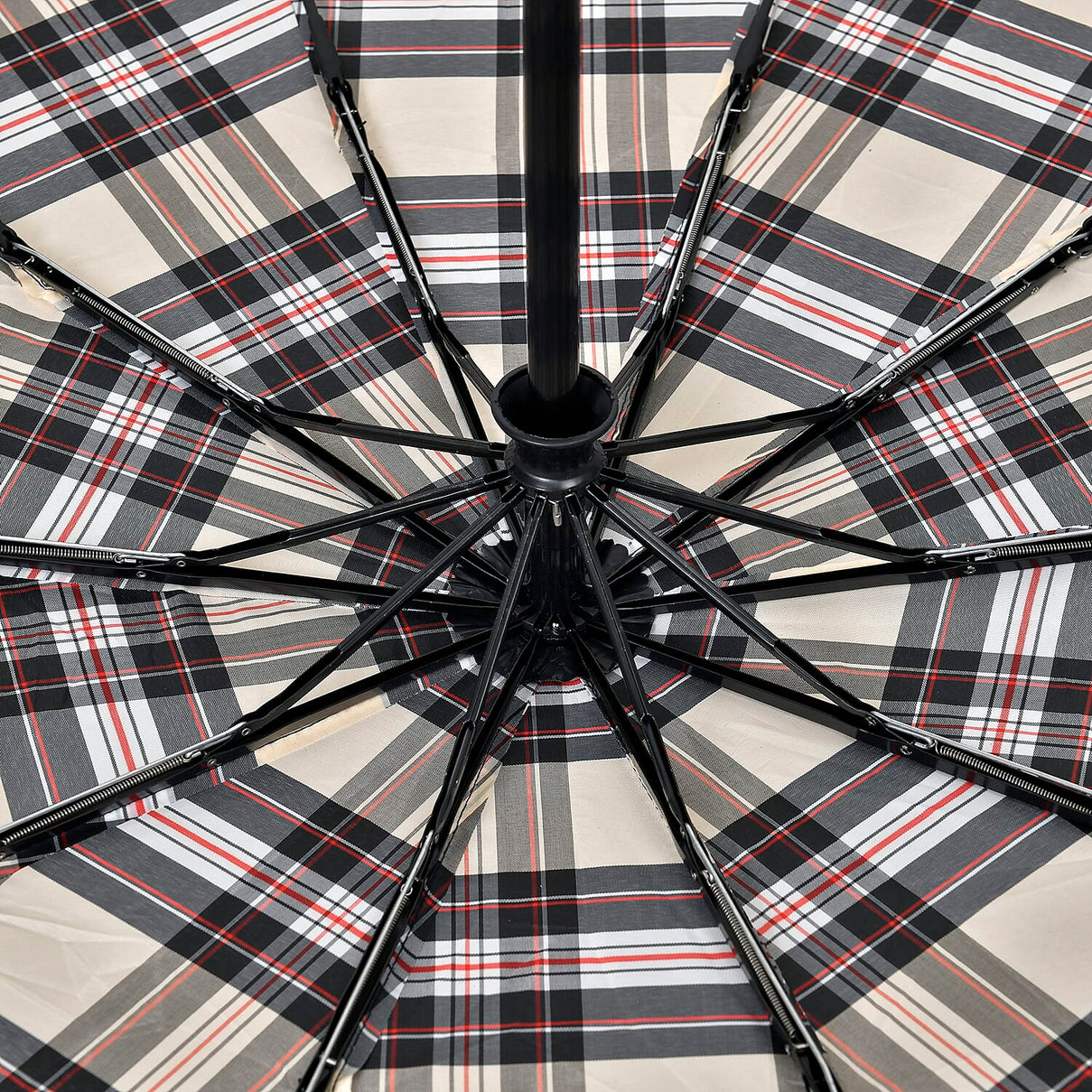 Auto Open - Close Folding Umbrella with Plaided Pattern - Yellow 7621739 4