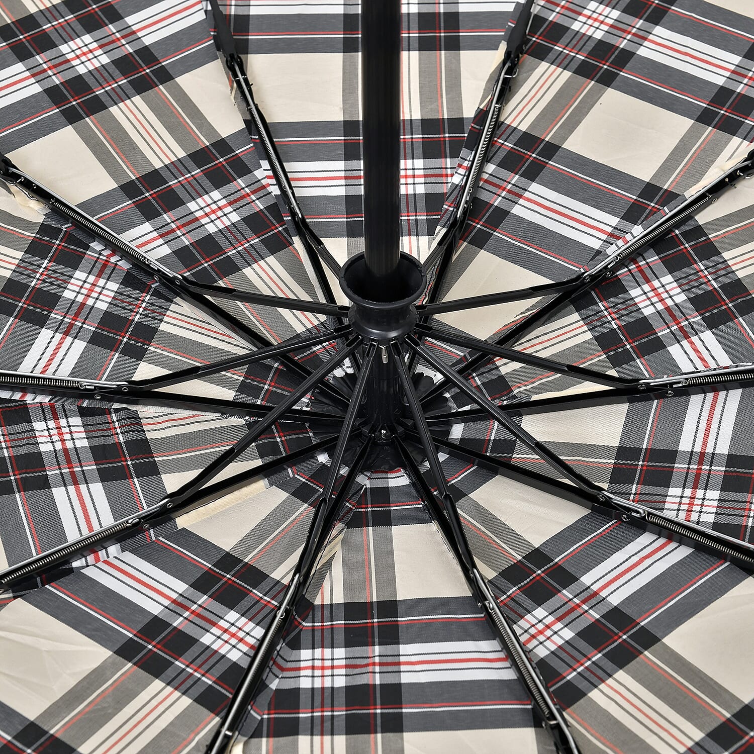 Auto Open - Close Folding Umbrella with Plaided Pattern - Yellow 7621739 4
