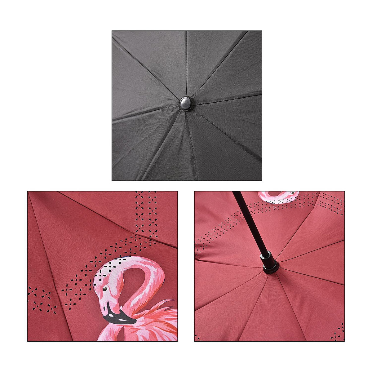 Inverted Umbrella, C Shape Handle Reverse Folding Umbrella, Anti-UV Windproof Travel Umbrella - Flamingo 7490764 6