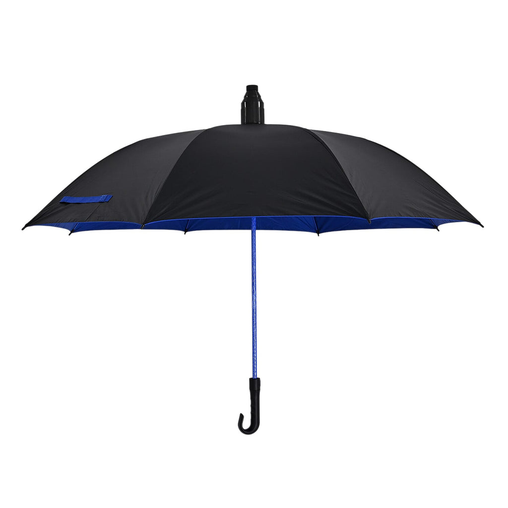 Auto-Open Stick Umbrella with Blue Border (97.5 cm) - Black