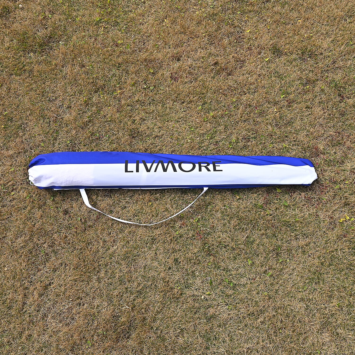 Livmore 2m Round Outdoor Garden Parasol - Dark Blue &amp; White Stripe, Waterproof UV Protection, Iron Base Included 8295172 6