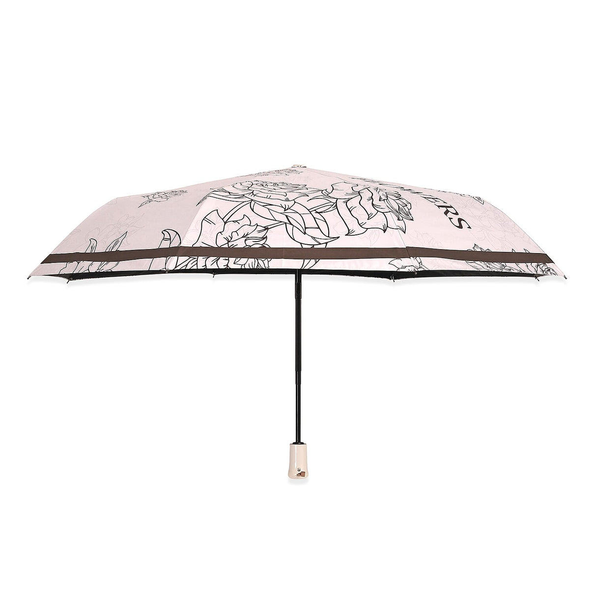 Flower Pattern Automatic Umbrella - Sun and Rain Protection - Brown - Beige 8191700 0
