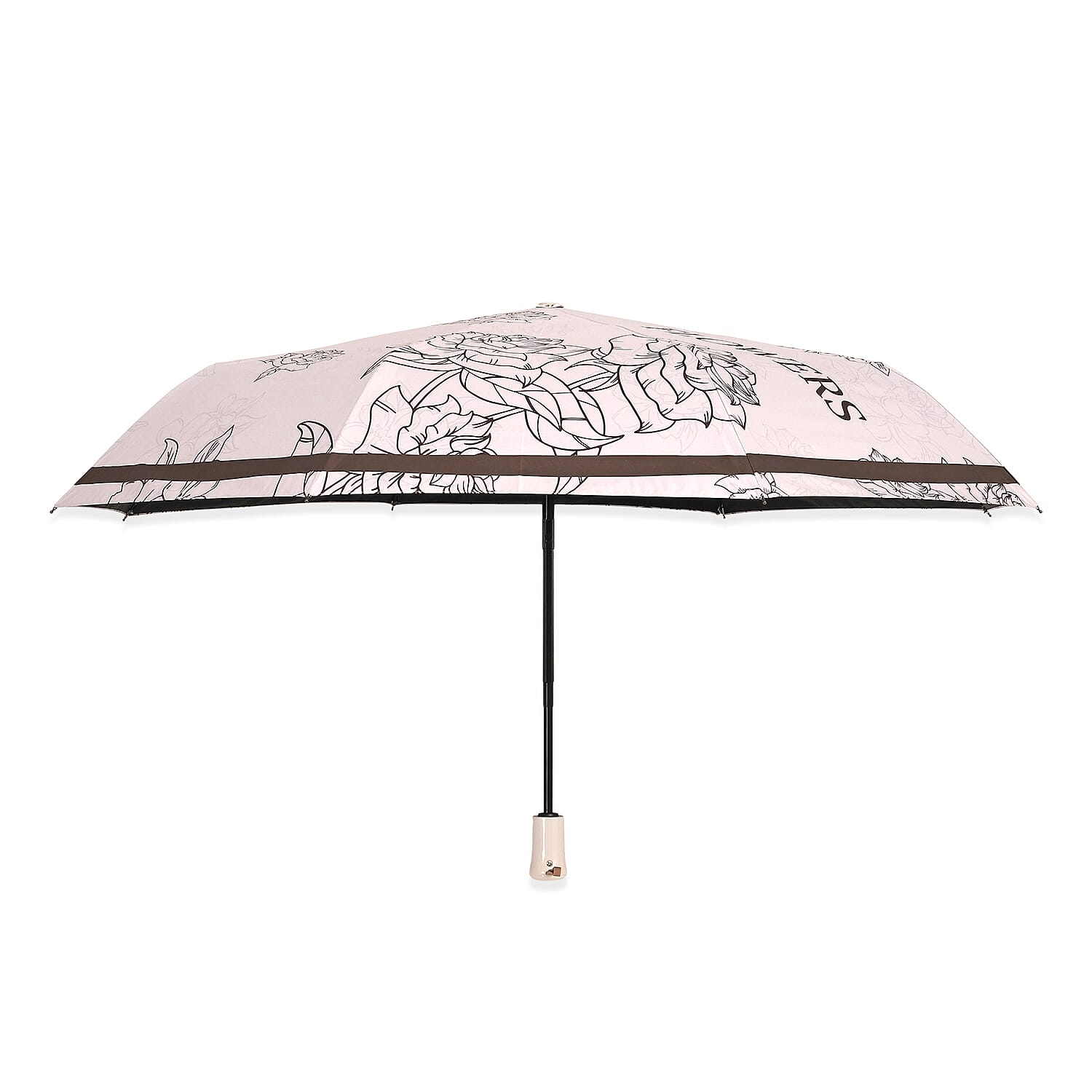 Flower Pattern Automatic Umbrella - Sun and Rain Protection - Brown - Beige 8191700 0