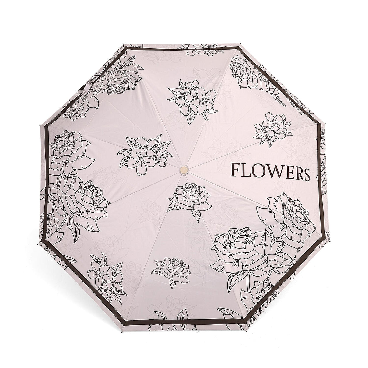 Flower Pattern Automatic Umbrella - Sun and Rain Protection - Brown - Beige 8191700 2