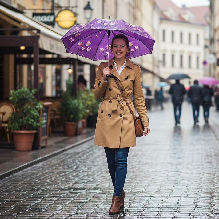 Colour-Changing Owl Print Umbrella - Purple 8225514 2