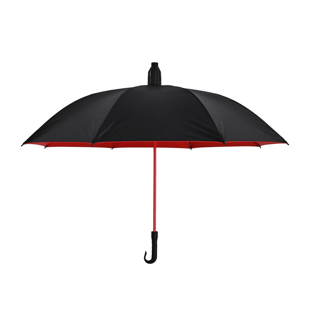 Auto-Open Stick Umbrella with Red Border (97.5 cm) - Black