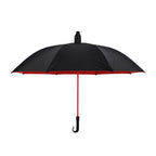 Auto-Open Stick Umbrella with Red Border (97.5 cm) - Black