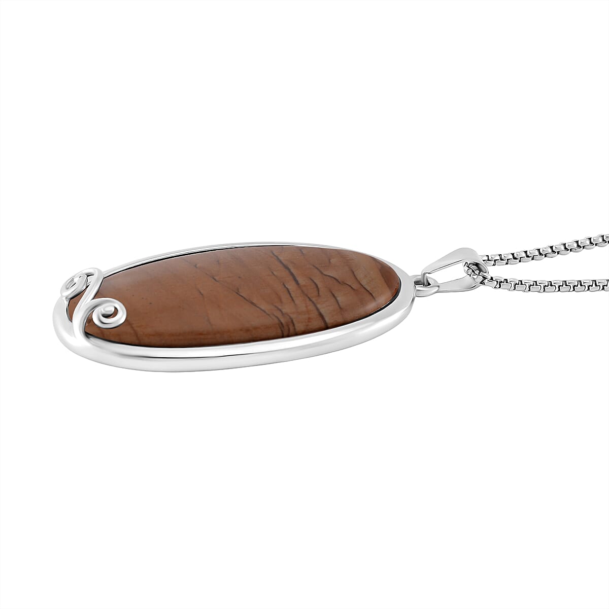 Picture Jasper Oval Shape Necklace (Size - 24 - 4) with Lobster Clasp 40.00 Ct. 7670030 3