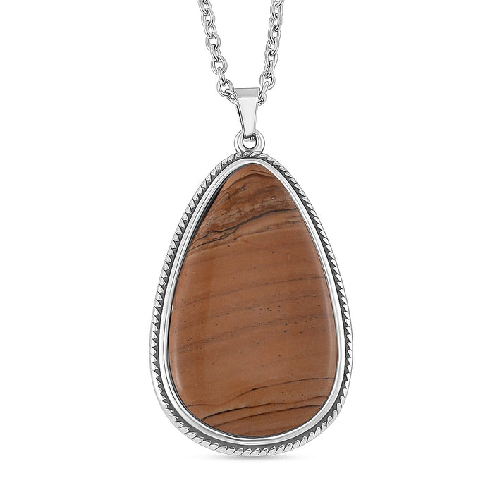 Picture Jasper Pear Necklace (Size - 24 - 4 Ext) with Lobster Clasp in Oxidized 40.00 Ct. 7670828 1