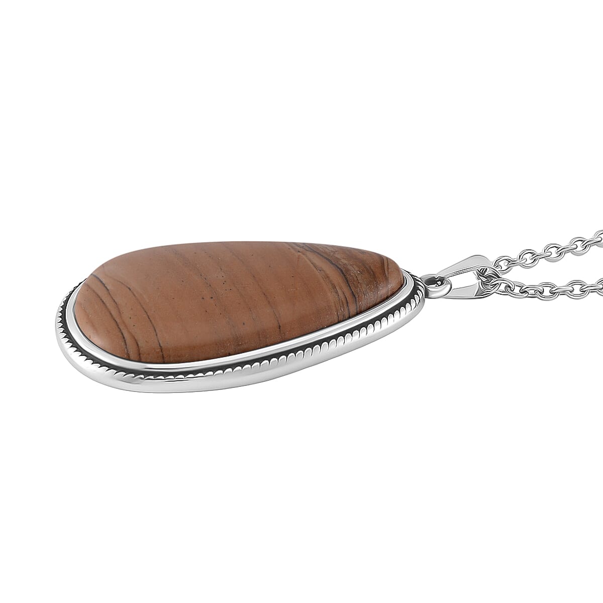 Picture Jasper Pear Necklace (Size - 24 - 4 Ext) with Lobster Clasp in Oxidized 40.00 Ct. V32701294 3