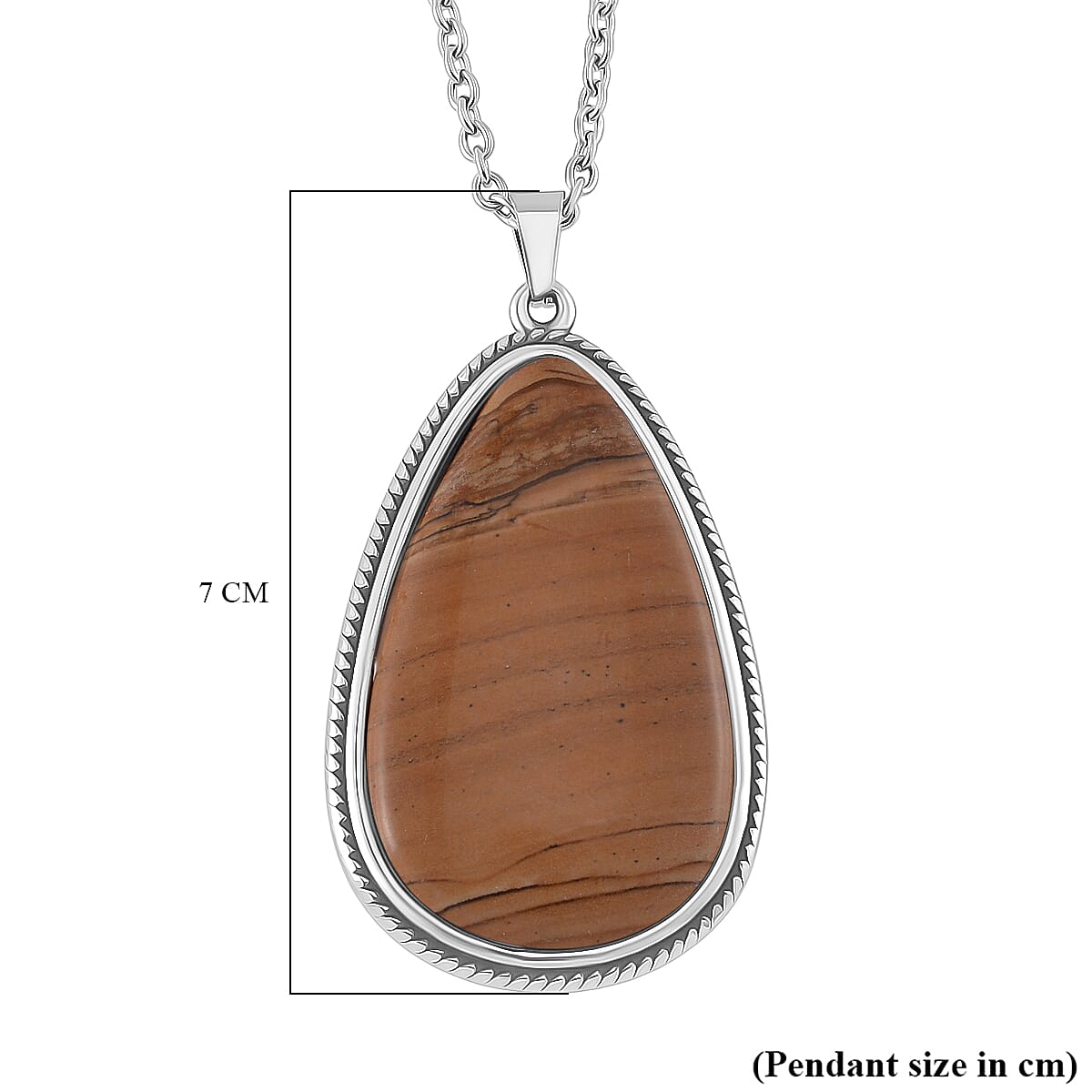 Picture Jasper Pear Necklace (Size - 24 - 4 Ext) with Lobster Clasp in Oxidized 40.00 Ct. V32701294 6