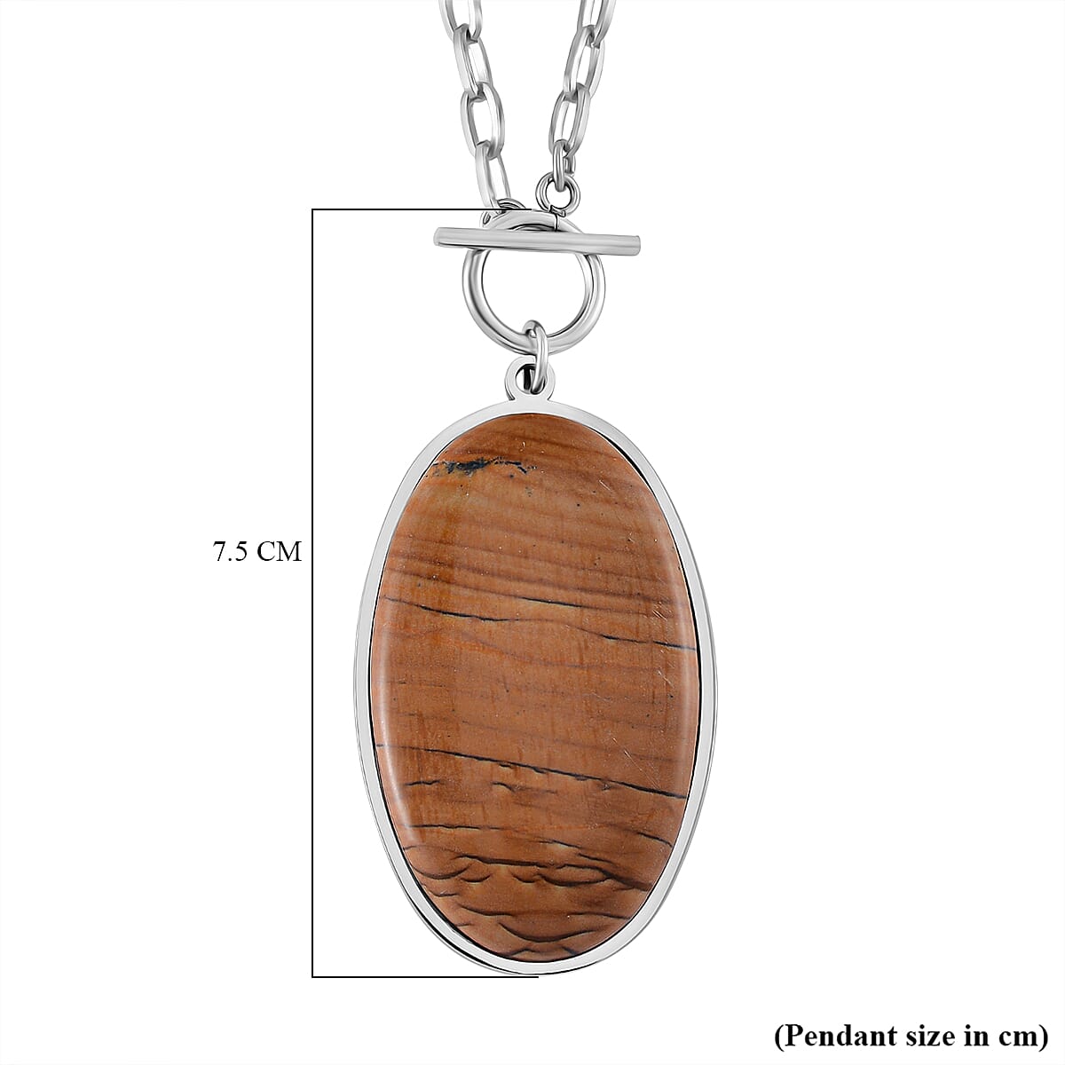 Oval Shape Picture Jasper Necklace (Size - 24) with T-Bar Clasp 50.00 Ct. 7669886 5