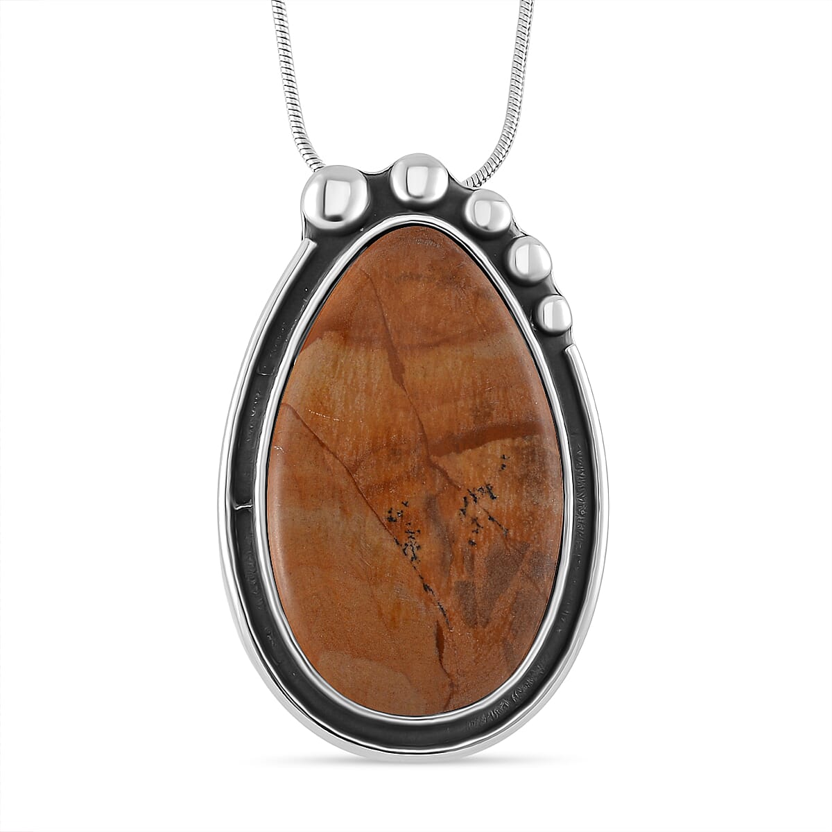 Picture Jasper Pear Necklace (Size - 24 - 4 Ext)  50.00 Ct. 7670021 0