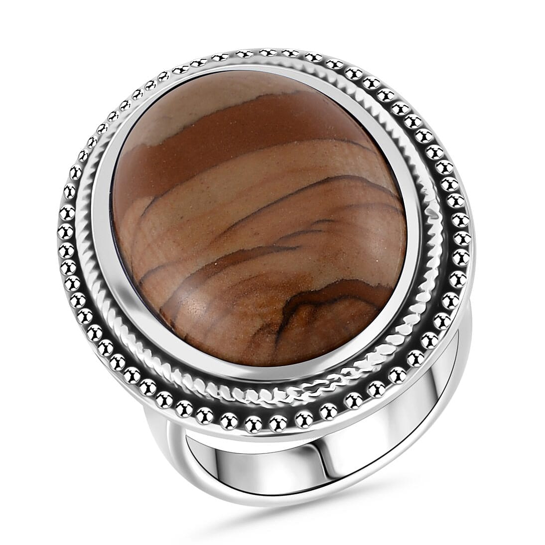 Picture Jasper Oval Shape Ring with Oxidized 50.00 Ct. 7678679 0