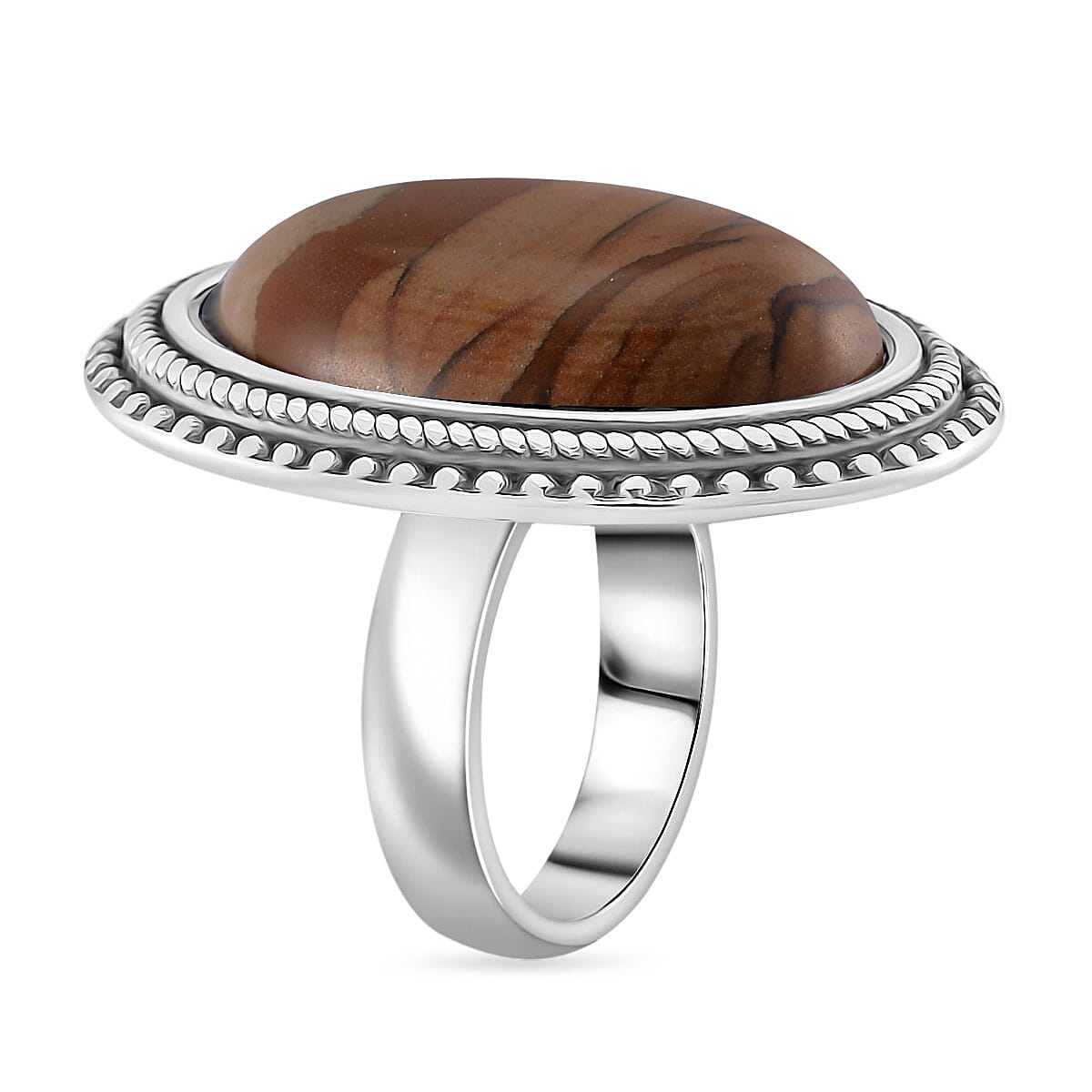 Picture Jasper Oval Shape Ring with Oxidized 50.00 Ct. 7678679 6