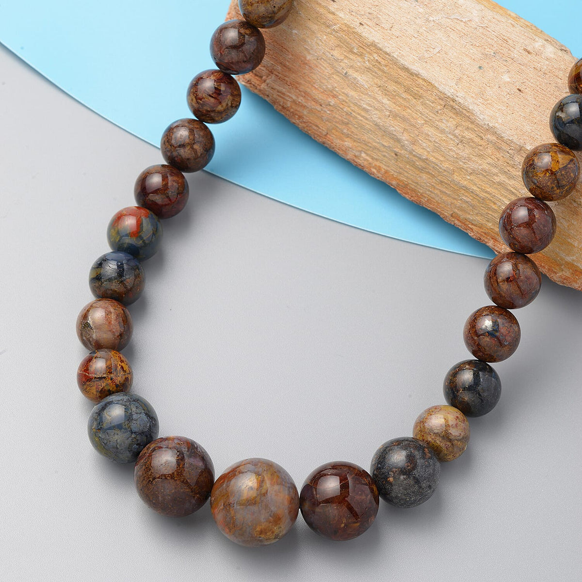 Pietersite Beads Necklace Size 20 in Rhodium Plated Sterling Silver 3862366 2