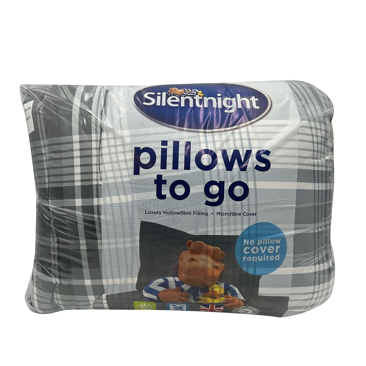 Silentnight Check Pattern Pillows to Go Pair - Grey 7814627 0