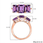 Pink Amethyst Trilogy Ring in 18K Vermeil Rose Gold Plated Sterling Silver 5.44 Ct.