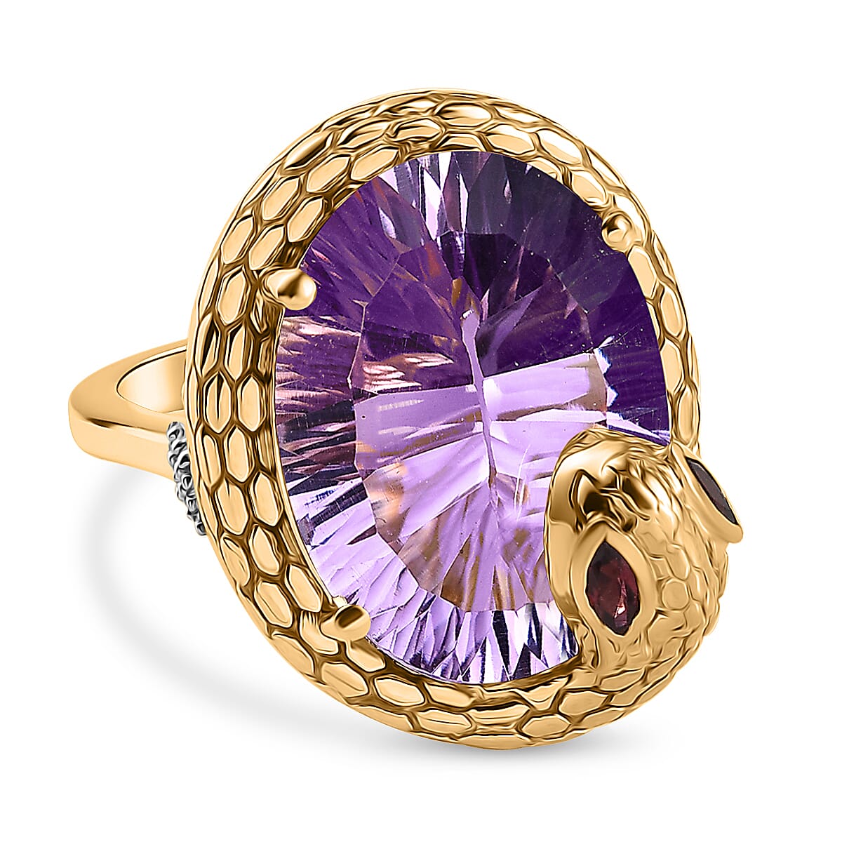 GP Serpentine Collection - Pink Amethyst &amp; Multi Gemstones Ring in 18K Vermeil Yellow Gold Plated Sterling Silver, 16.51 Ct, Silver Wt. 7.75 Gms. 8072202 0