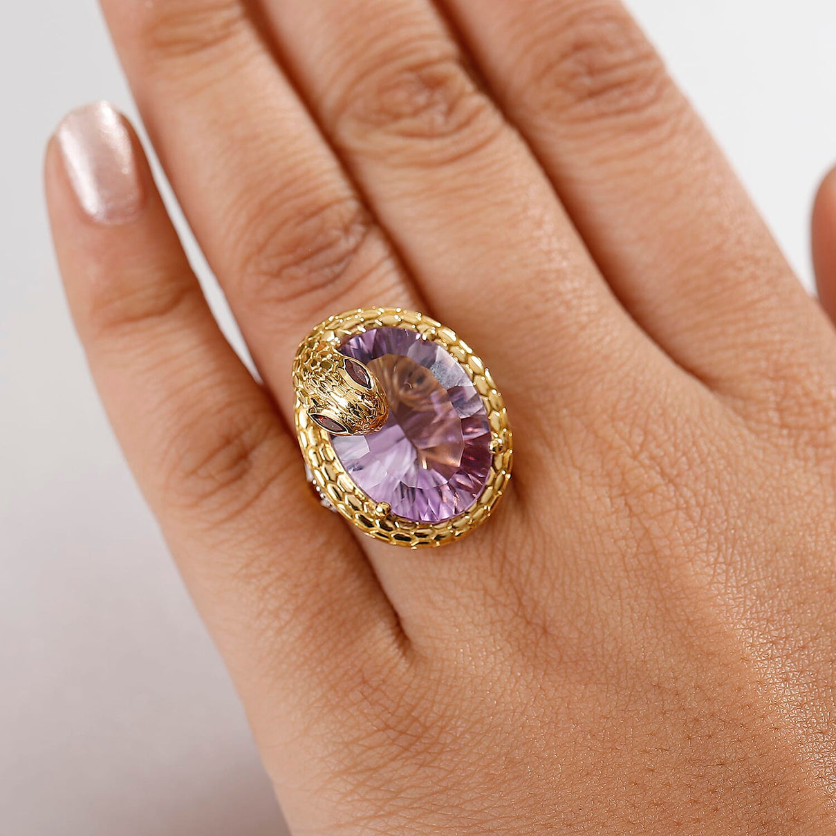 GP Serpentine Collection - Pink Amethyst &amp; Multi Gemstones Ring in 18K Vermeil Yellow Gold Plated Sterling Silver, 16.51 Ct, Silver Wt. 7.75 Gms. 8072202 3