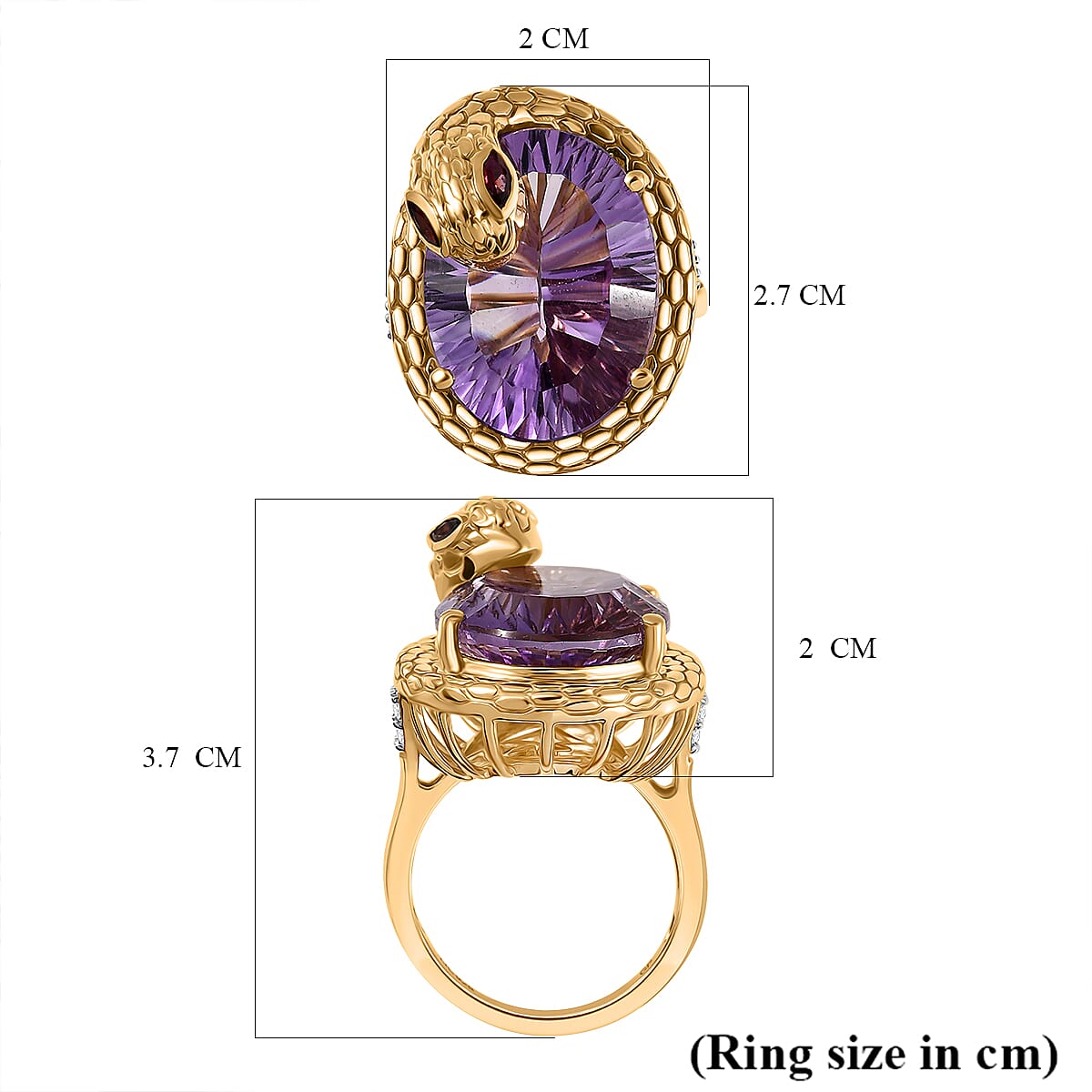 GP Serpentine Collection - Pink Amethyst &amp; Multi Gemstones Ring in 18K Vermeil Yellow Gold Plated Sterling Silver, 16.51 Ct, Silver Wt. 7.75 Gms. 8072202 6