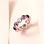 Pink Amethyst Band Ring in 18K Rose Gold Vermeil Plated Sterling Silver 5.01 Ct.