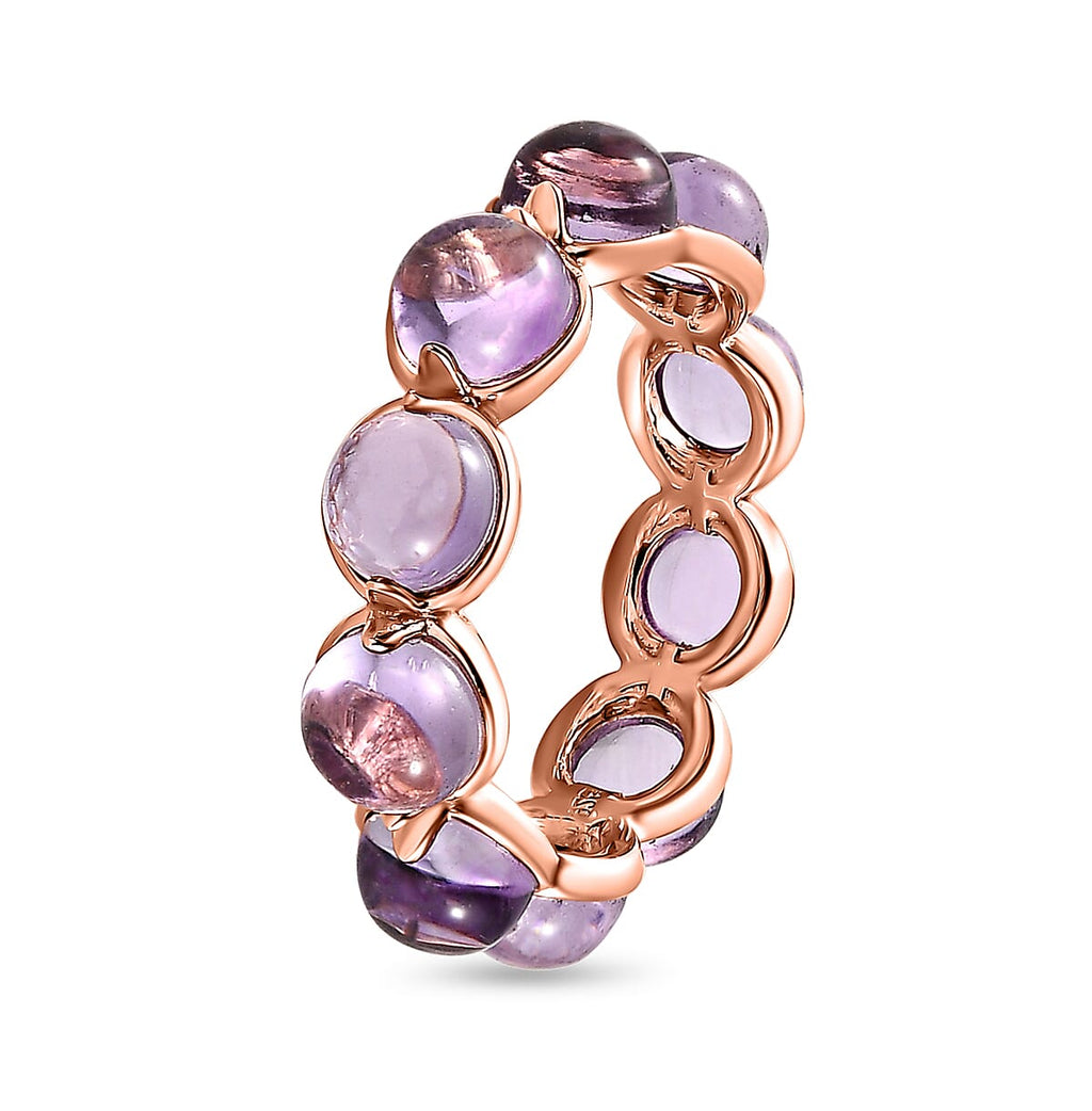 Pink Amethyst Band Ring in 18K Rose Gold Vermeil Plated Sterling Silver 5.01 Ct.