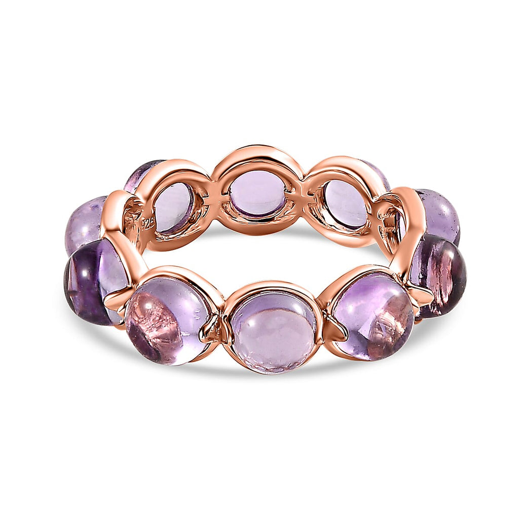 Pink Amethyst Band Ring in 18K Rose Gold Vermeil Sterling Silver 6.13 Ct.