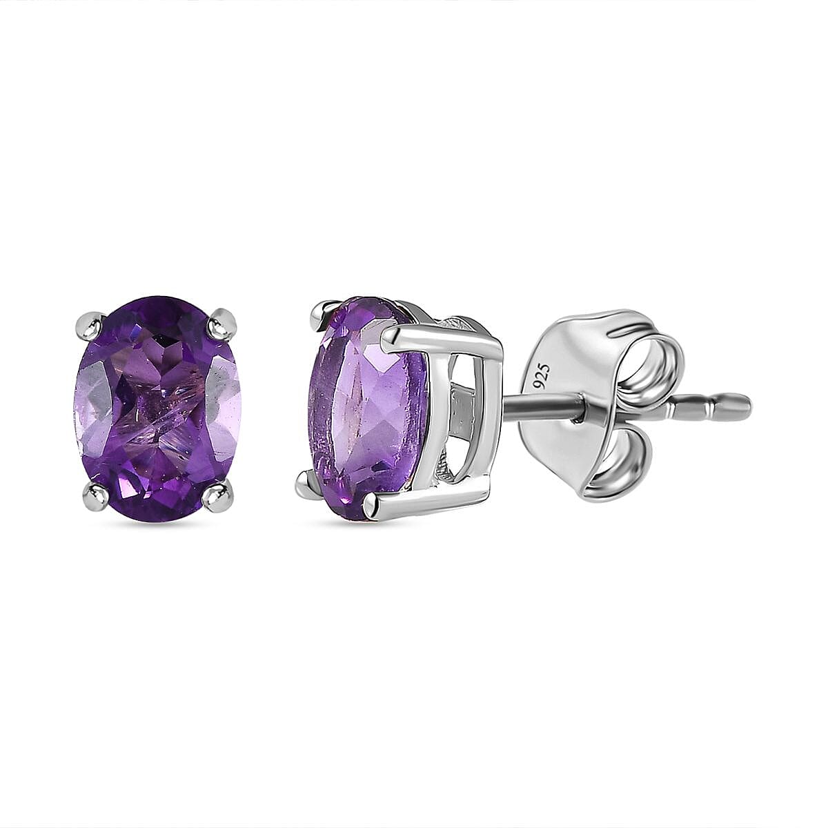 Pink Amethyst Stud Earrings with Push Back in Platinum Overlay Sterling Silver 1.34 Ct. 7509206 0