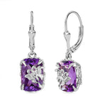 Pink Amethyst Earring in Rhodium Overlay Sterling Silver 11.00 Ct.