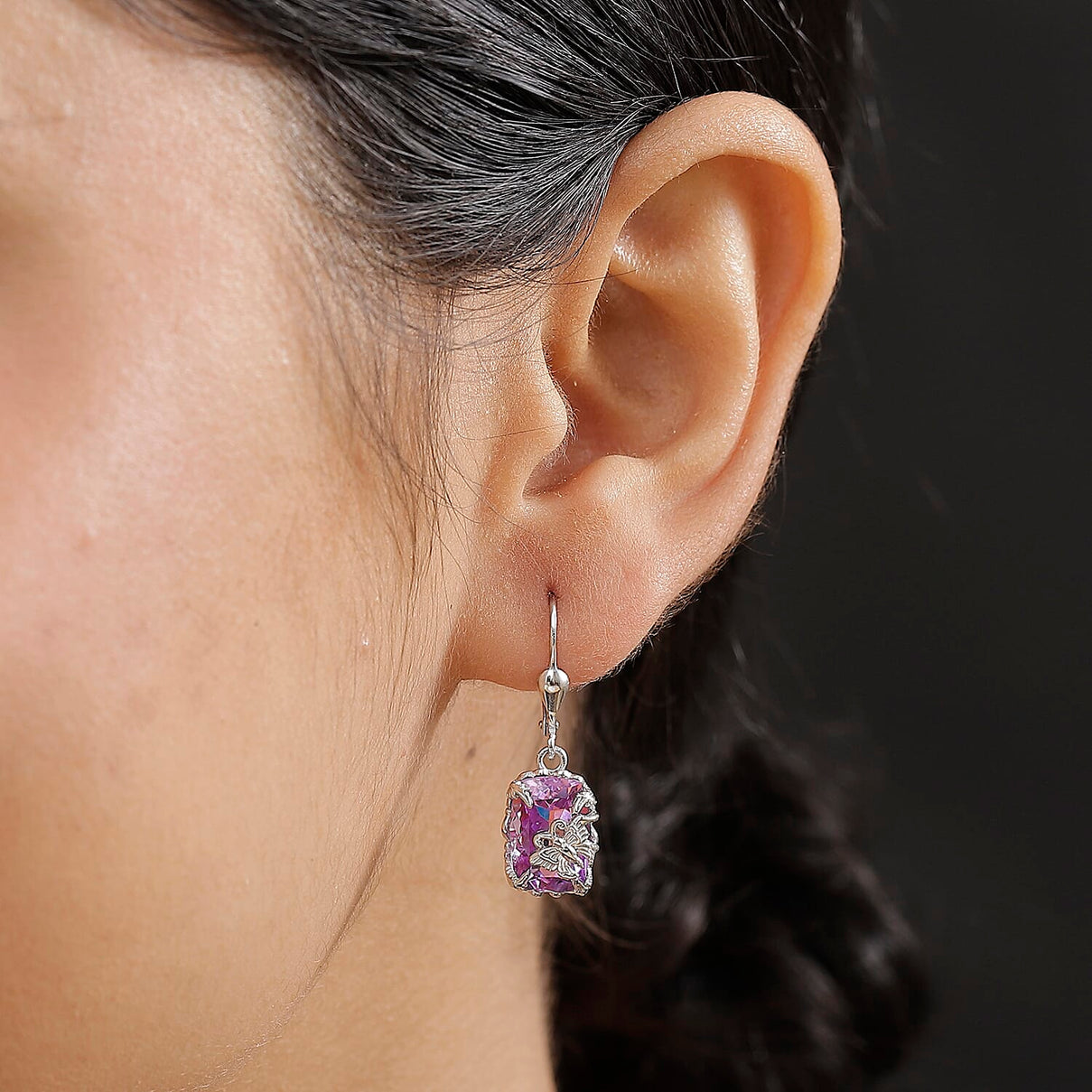 Pink Amethyst Earrings in Rhodium Overlay Sterling Silver 11.00 Ct. 8036819 3