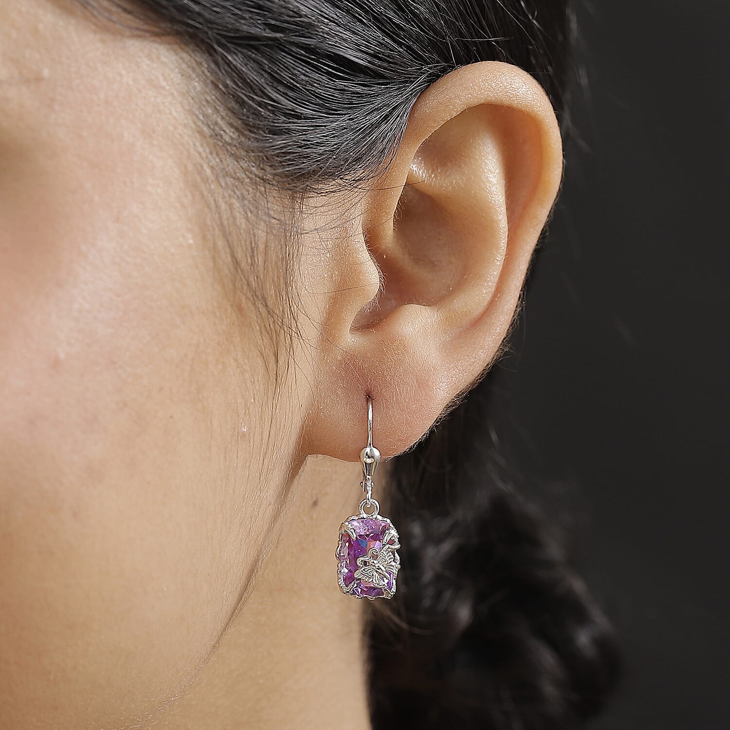 Pink Amethyst Earrings in Rhodium Overlay Sterling Silver 11.00 Ct. 8036819 3