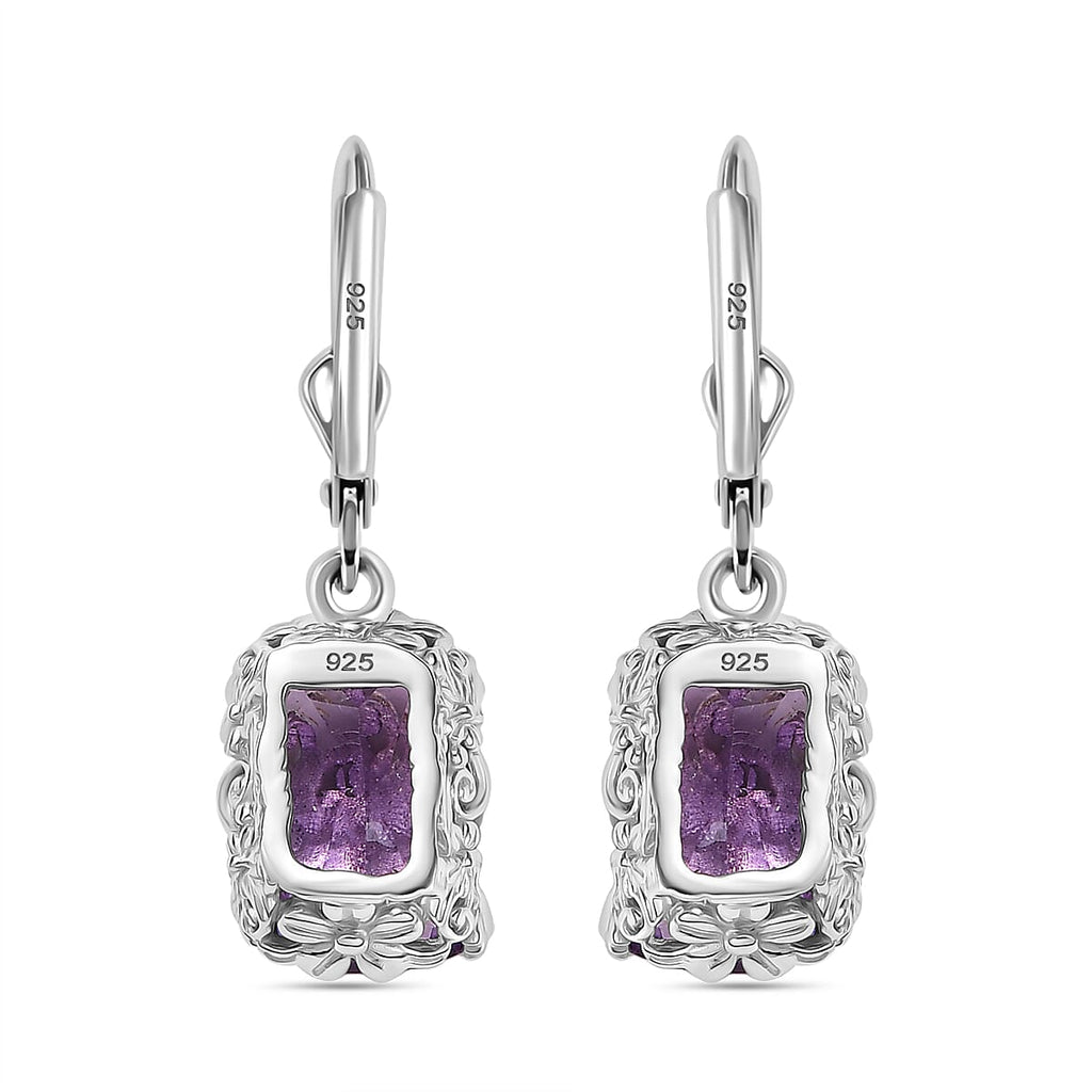 Pink Amethyst Earring in Rhodium Overlay Sterling Silver 11.00 Ct.