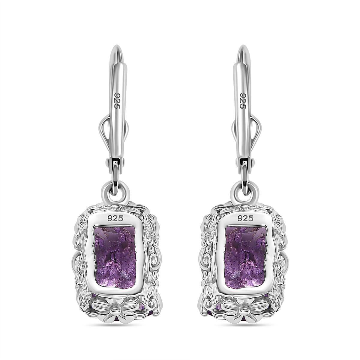 Pink Amethyst Earrings in Rhodium Overlay Sterling Silver 11.00 Ct. 8036819 5