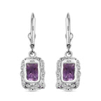 Pink Amethyst Earring in Rhodium Overlay Sterling Silver 11.00 Ct.