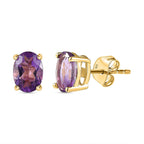 Pink Amethyst Stud Earrings with Push Back in 18K Vermeil Yellow Gold Plated Sterling Silver 1.34 Ct.