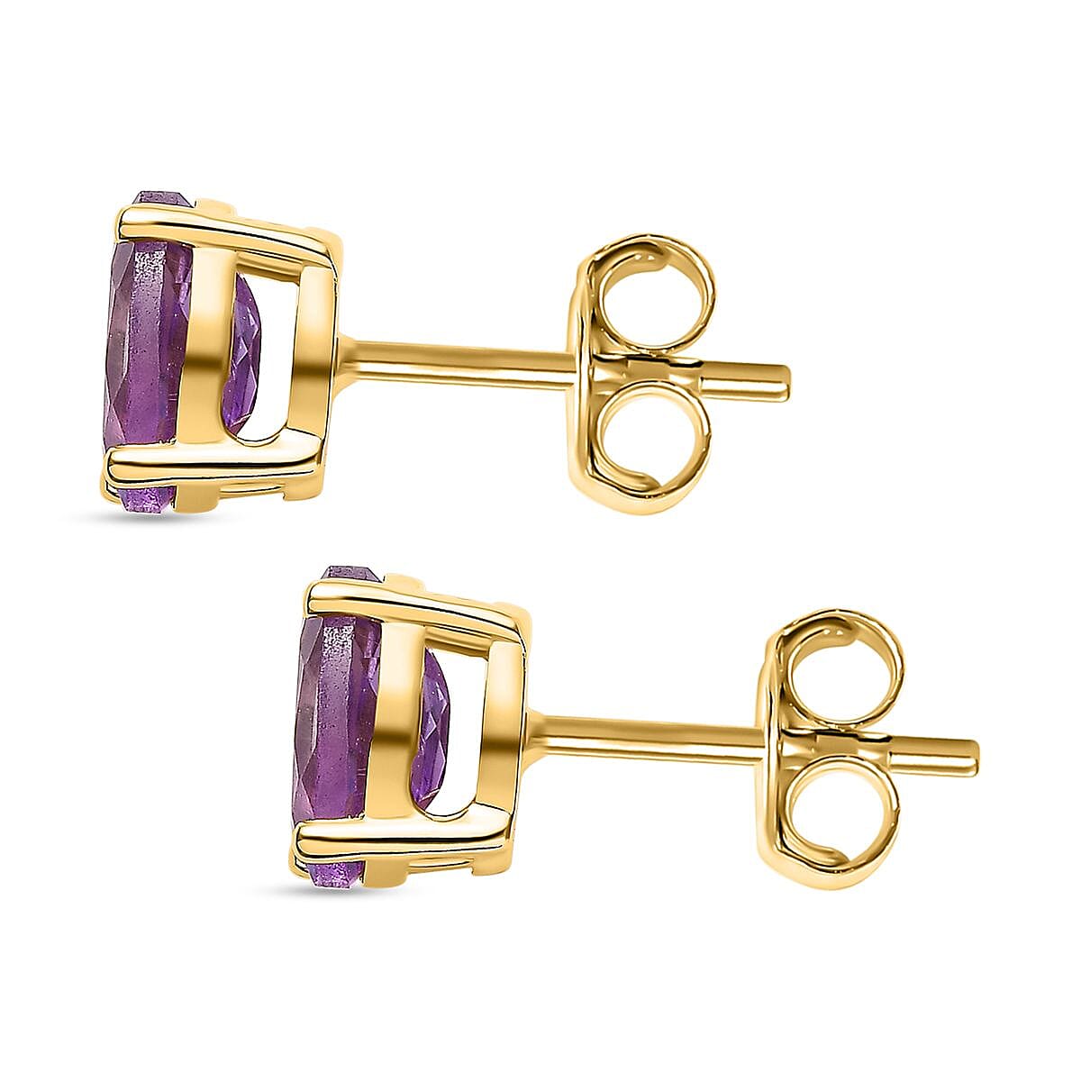 Pink Amethyst Stud Earrings with Push Back in 18K Vermeil Yellow Gold Plated Sterling Silver 1.42 Ct. 7509207 4