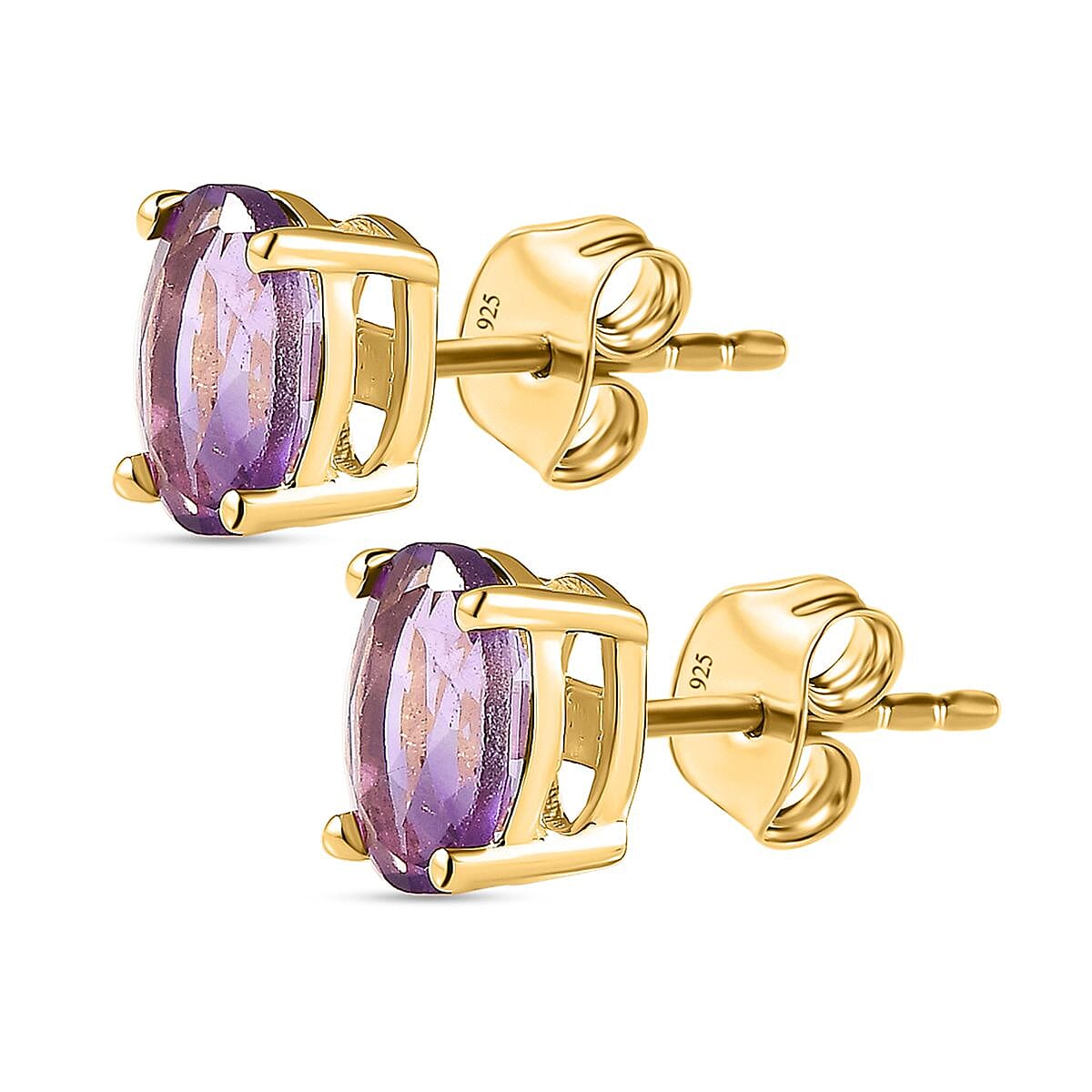Pink Amethyst Stud Earrings with Push Back in 18K Vermeil Yellow Gold Plated Sterling Silver 1.42 Ct. 7509207 5