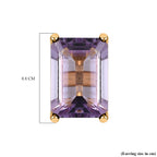 Pink Amethyst Stud Push Post Earrings in 18K Vermeil Yellow Gold Plated Sterling Silver 1.76 Ct.