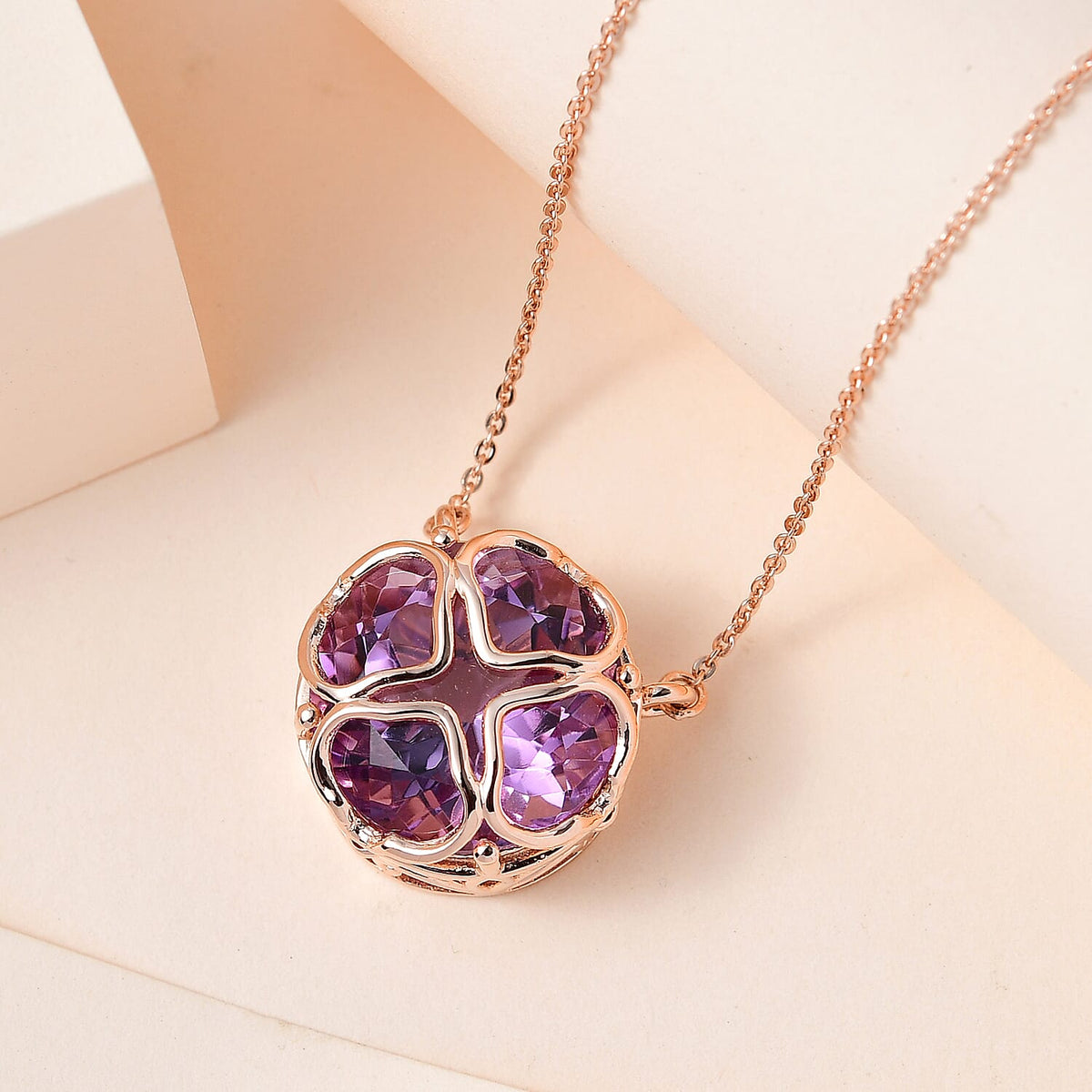 Pink Amethyst Necklace (Size - 20) in 18K Rose Gold Vermeil Plated Sterling Silver 11.57 Ct 7533570 2