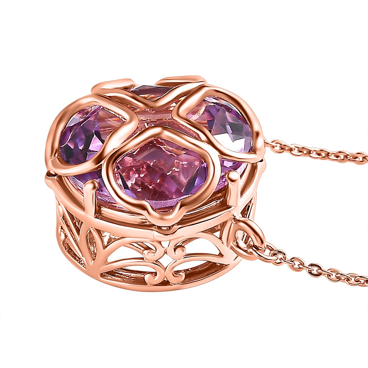 Pink Amethyst Necklace (Size - 20) in 18K Rose Gold Vermeil Plated Sterling Silver 11.57 Ct 7533570 3