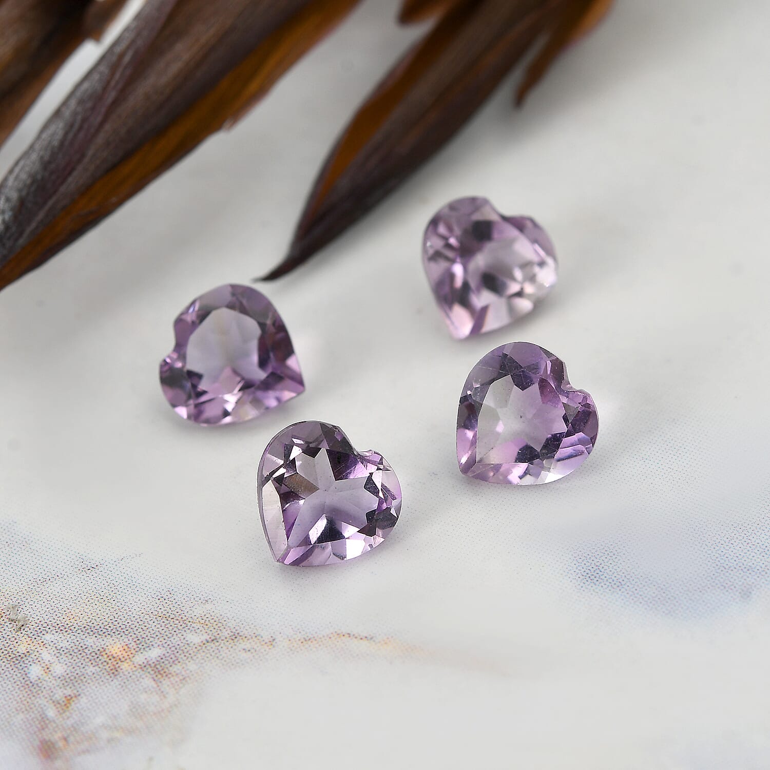 Set of 4 Pink Amethyst Loose Gemstones in Heart Shape (6.0mm) 7763291 1